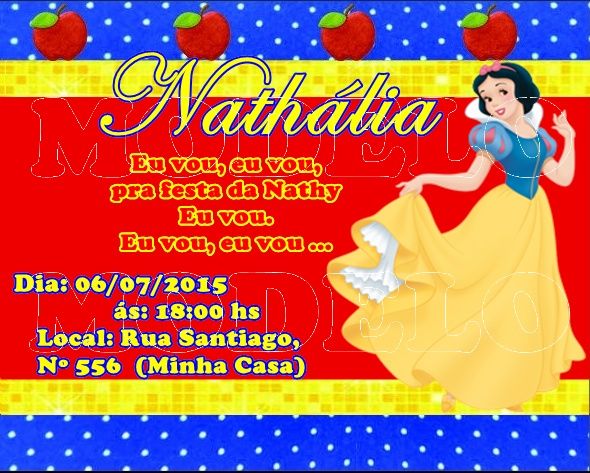 Convite personalizado - Branca de Neve